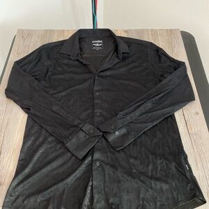 Barabas Men’s Long Sleeve Button Shirt Disco Glitter Sparkly Clubwear XL